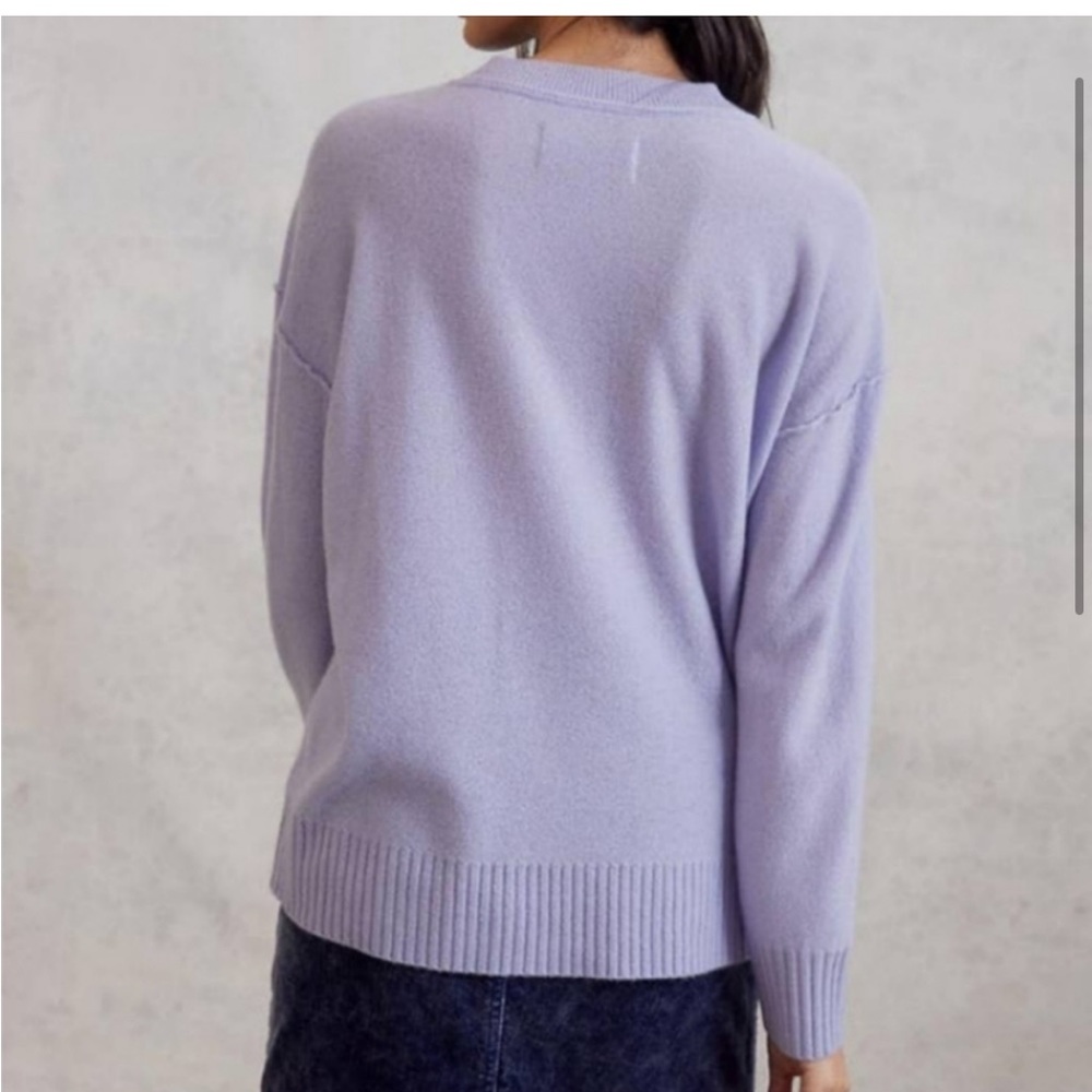 Pilcro Anthropologie ANGIE Seamed 100% Cashmere Knit Sweater Sz Small Lavender - Picture 2 of 14